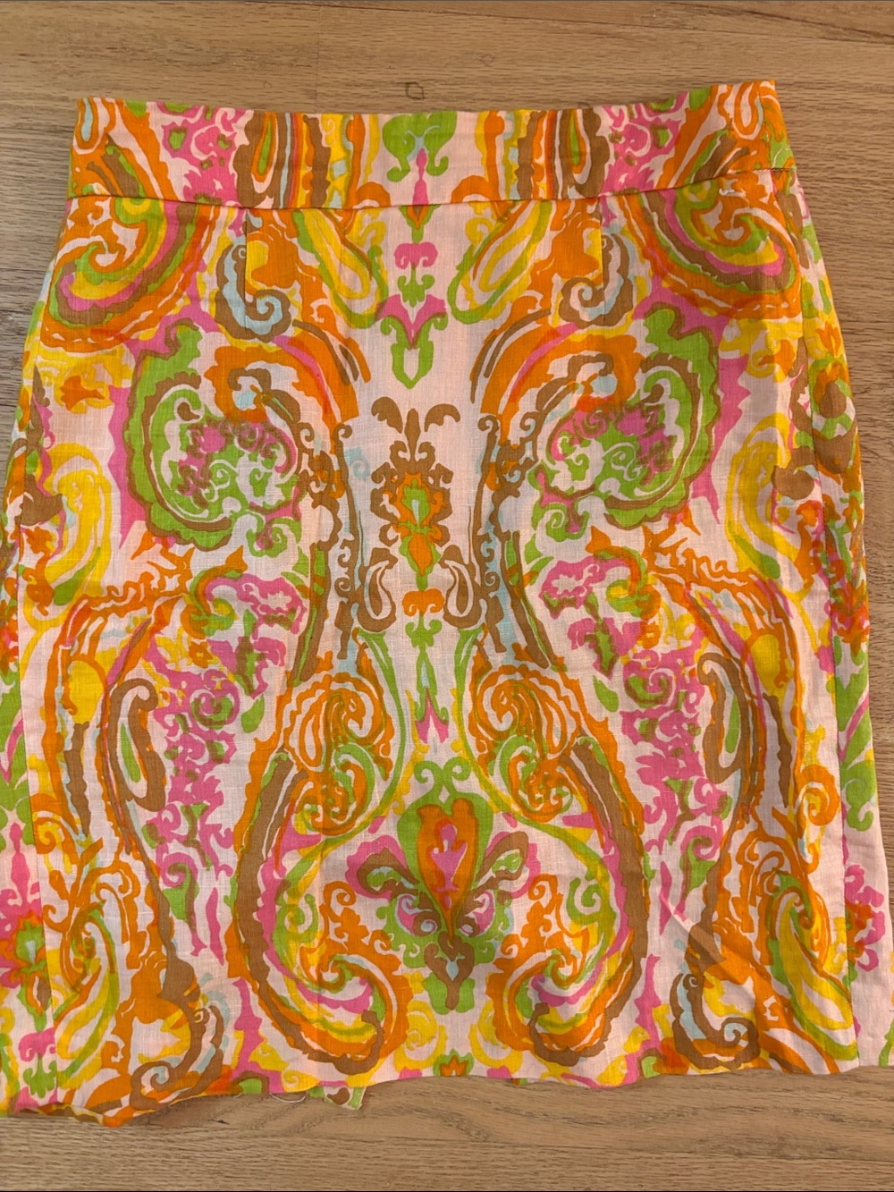 J. Crew Paisley Pencil Skirt - Pink, Orange, Green